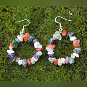 🥳SALE🥳Stone chip hoop earrings